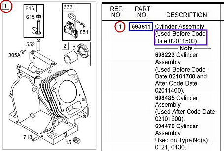 Engine Replacement Part Numbers Briggs & Stratton